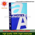 Papel de copia A4 70 GSM / 80 GSM / Marca doble A y muchos más